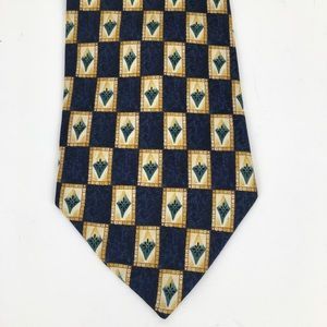 Next 100% silk yellow blue geometric neck tie